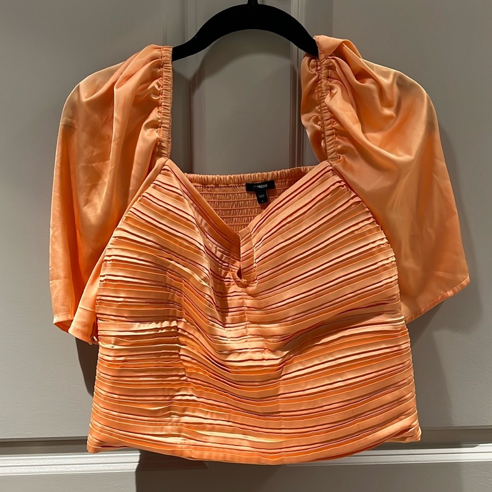 Express Silk Size L Coral Pink Top Women